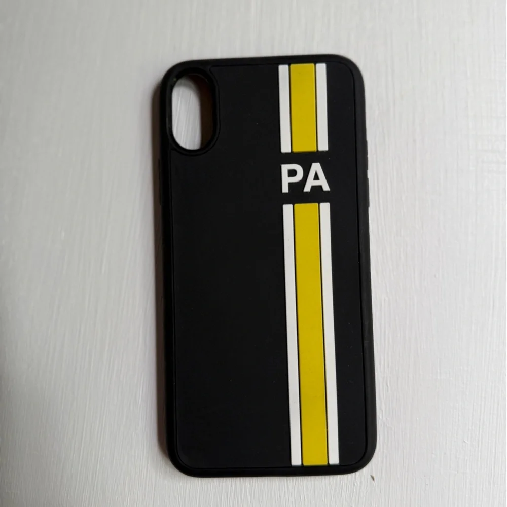 NEW PALM ANGELS Phone Case For  iPhone XS Black, Yellow Stripe $92
